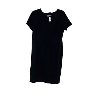 NEW Talbots Womens Knee Length Sheath Dress Size 12P Black Stretch Career Office